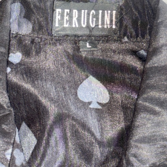 Ferugini Men’s Casino Graphic Button-Up Shirt – Size L – Dice, Cards & Flames - Picture 2 of 3